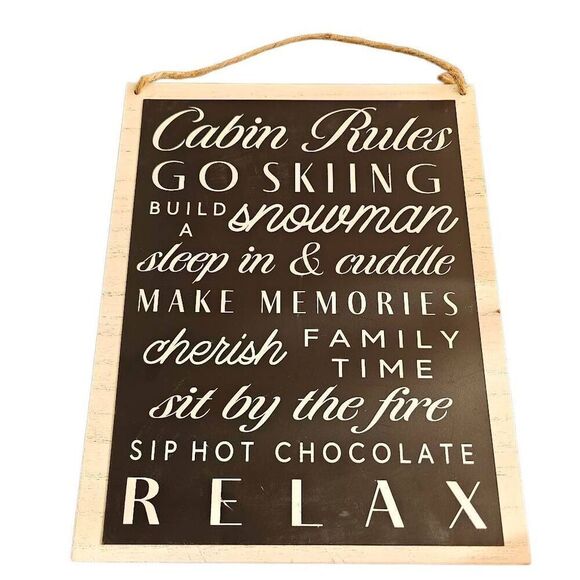 Nwt Cabin Rules Wood Placker Wall Decor - Picture 1 of 3